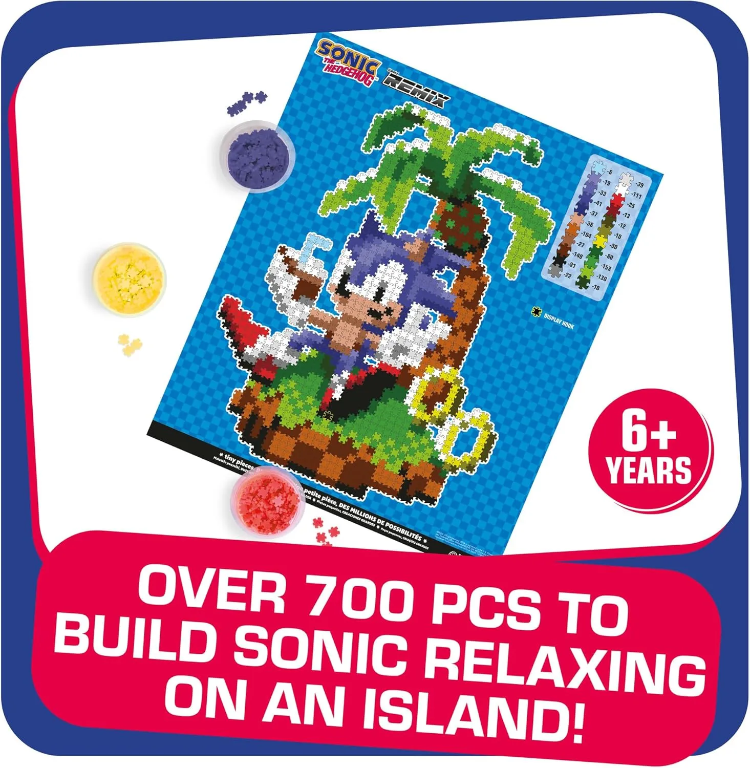 TOMY Jixelz Remix Sonic The Hedgehog Craft Kit - Sonic and Ring - No Heat or Water Required - Pixel Art Gaming Room Decor - Video Game Collectibles - 700  Pieces - Ages 8 Years and Up
