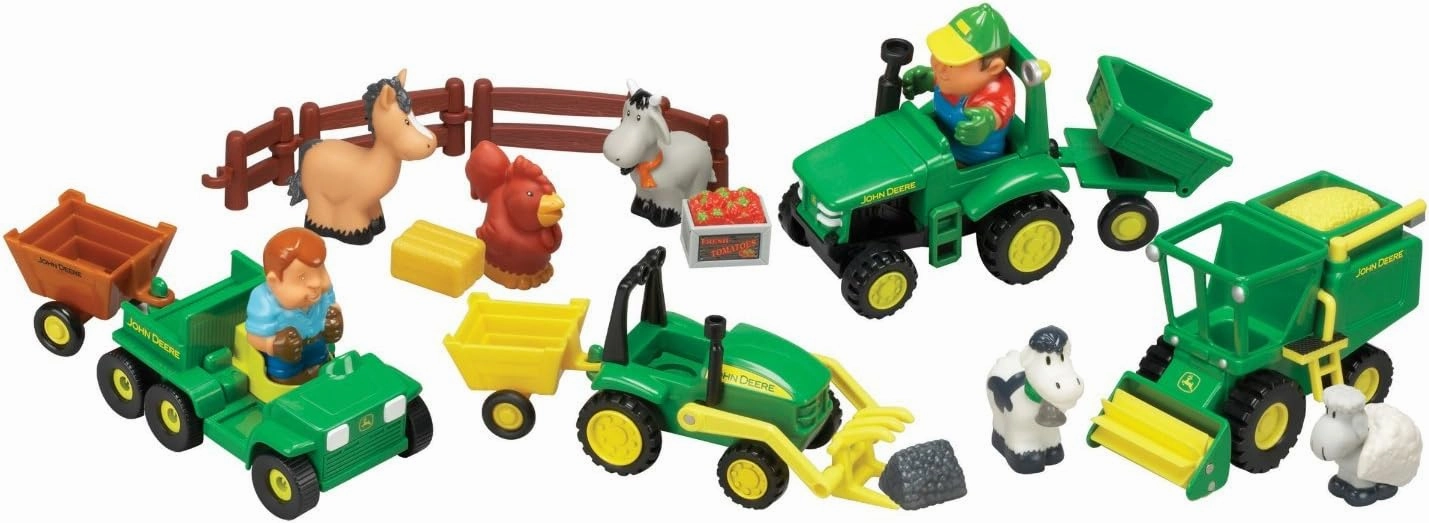 TOMY John Deere Fun on the Farm Playset - Includes John Deere Tractor Toys, Farm Animal Toys, Wagon, and Fencing - Ages 12 Months and Up
