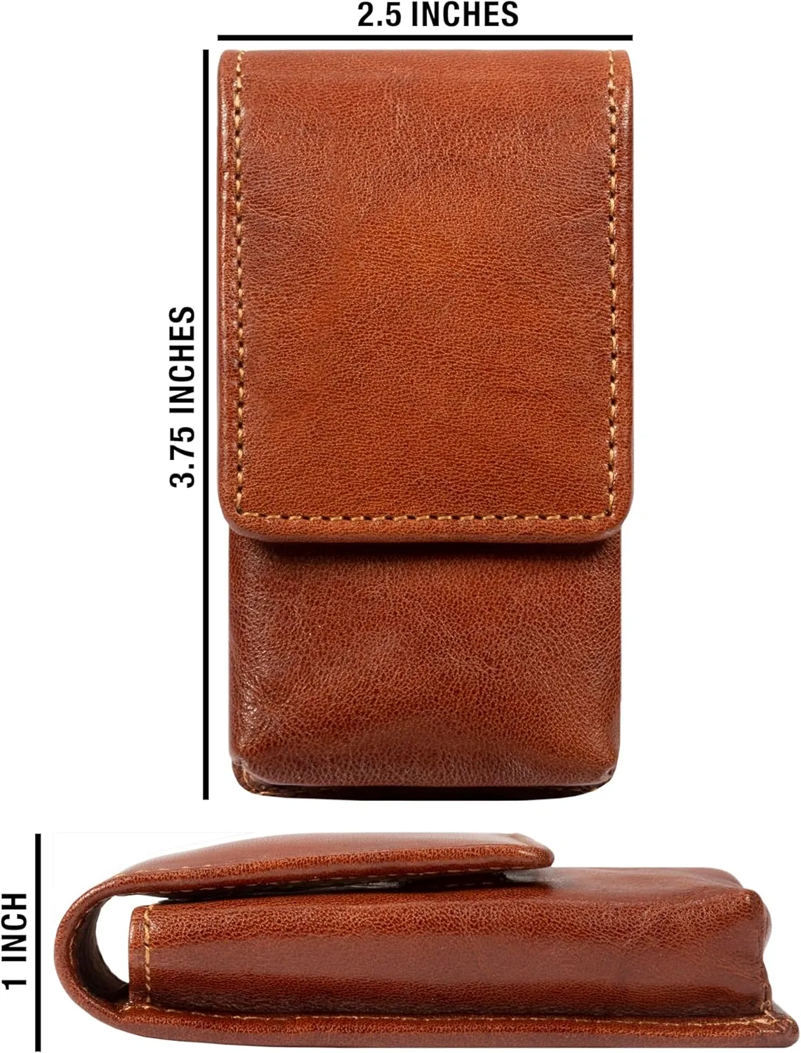 Tony Perotti Womens Italian Bull Leather Top Flap Double Lipstick Case with Mirror