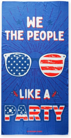 Toothsome Studios We The People Like A Party 31.5" x 63" Patriotic Oversized Microfiber Beach Towel USA America Quick Dry Pool Travel Cruise Camping Essentials (WeThePeople)