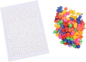 Totority 1set Mushroom Nail Jigsaw Puzzle Set Educational Boy Girl Pegboard Game with Mushroom Nails Assembly Board Creative DIY Developmental Toy for Early Childhood Learning