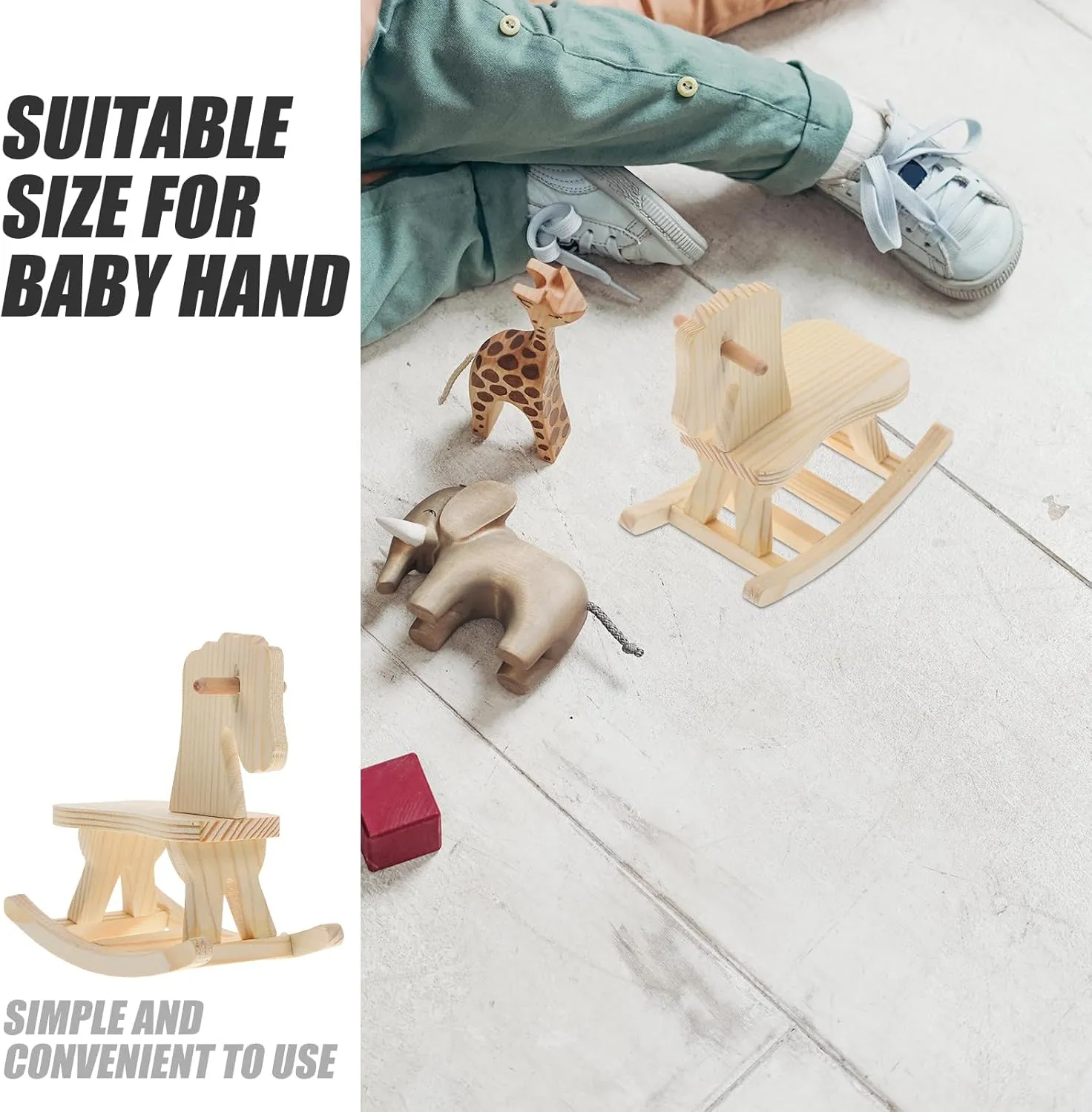 Totority Small Wooden Horse Toy DIY Wooden Horse 3 Sets DIY Wooden Horse Desktop Ornament Rocking Horse Ornament Wooden Horse Handicraft Statue