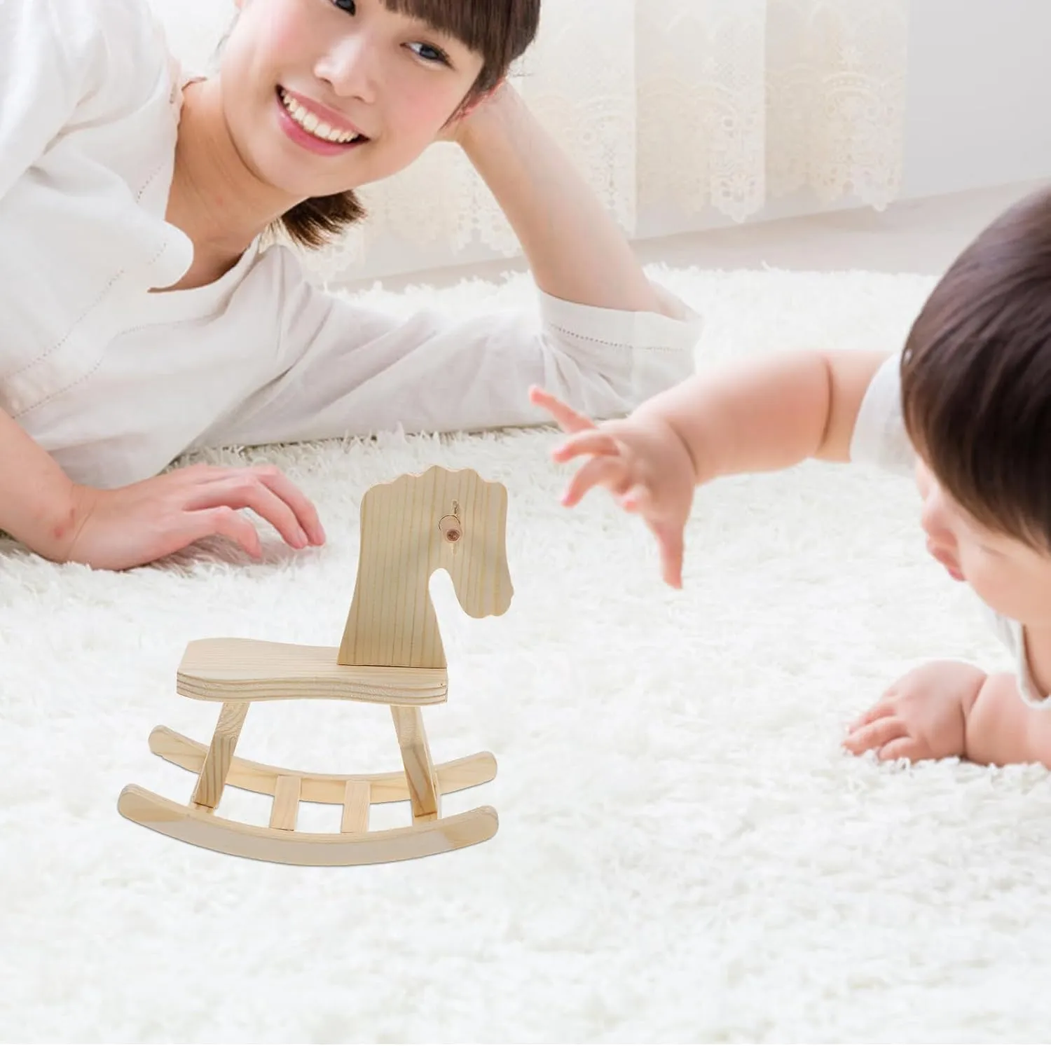 Totority Small Wooden Horse Toy DIY Wooden Horse 3 Sets DIY Wooden Horse Desktop Ornament Rocking Horse Ornament Wooden Horse Handicraft Statue