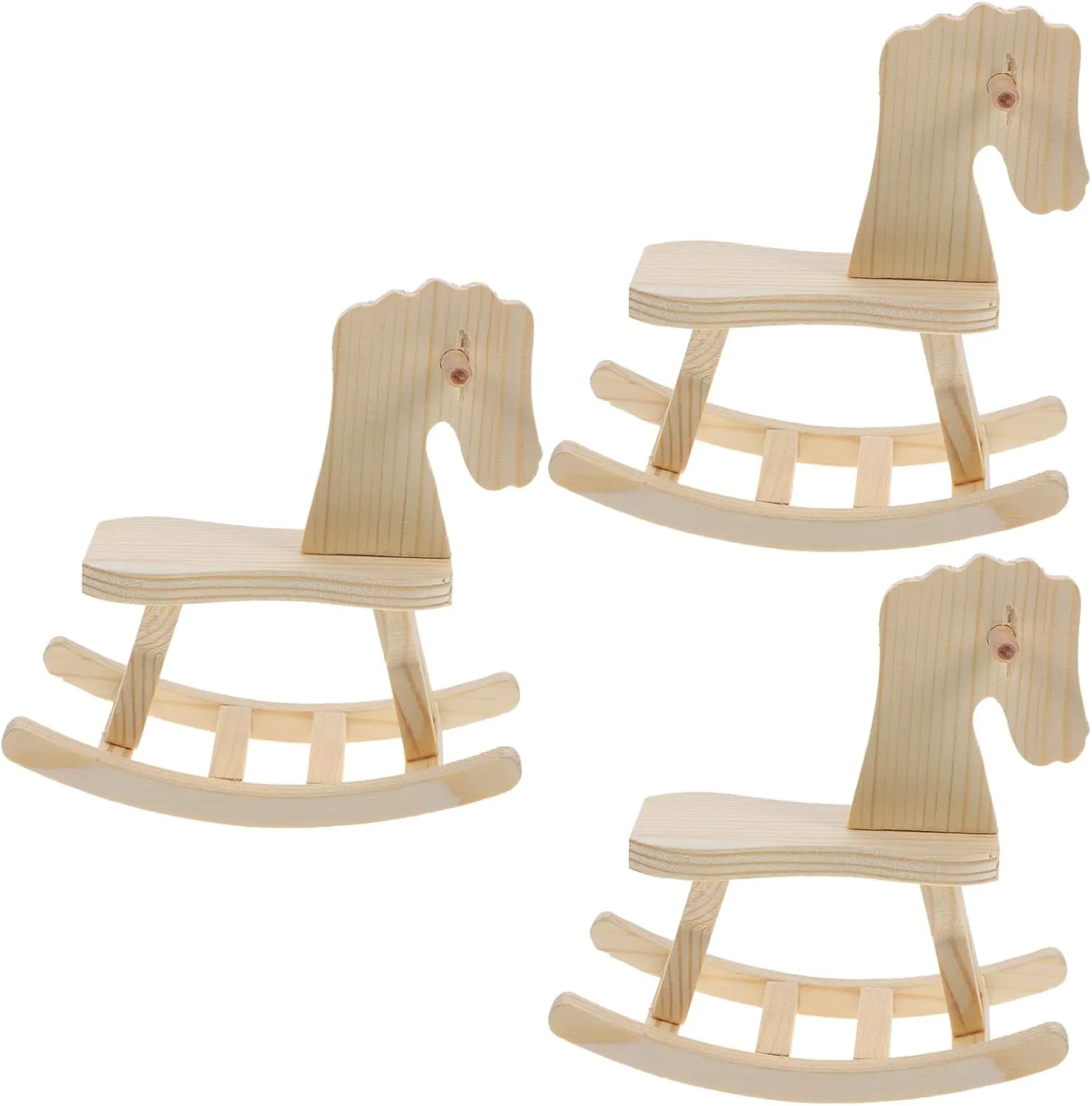 Totority Small Wooden Horse Toy DIY Wooden Horse 3 Sets DIY Wooden Horse Desktop Ornament Rocking Horse Ornament Wooden Horse Handicraft Statue