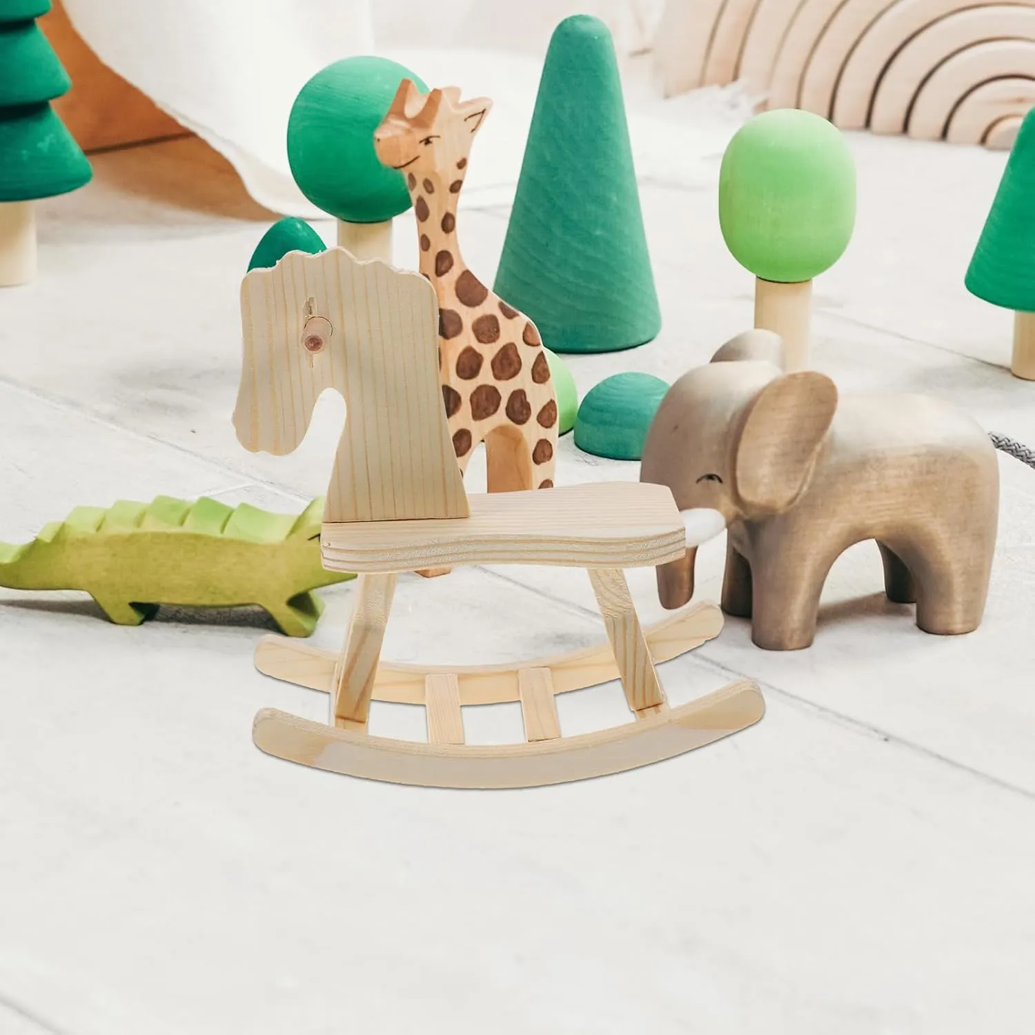 Totority Small Wooden Horse Toy DIY Wooden Horse 3 Sets DIY Wooden Horse Desktop Ornament Rocking Horse Ornament Wooden Horse Handicraft Statue