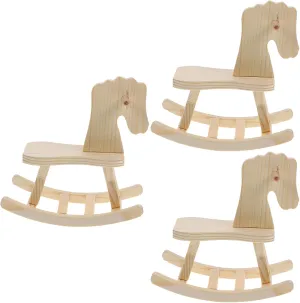 Totority Small Wooden Horse Toy DIY Wooden Horse 3 Sets DIY Wooden Horse Desktop Ornament Rocking Horse Ornament Wooden Horse Handicraft Statue