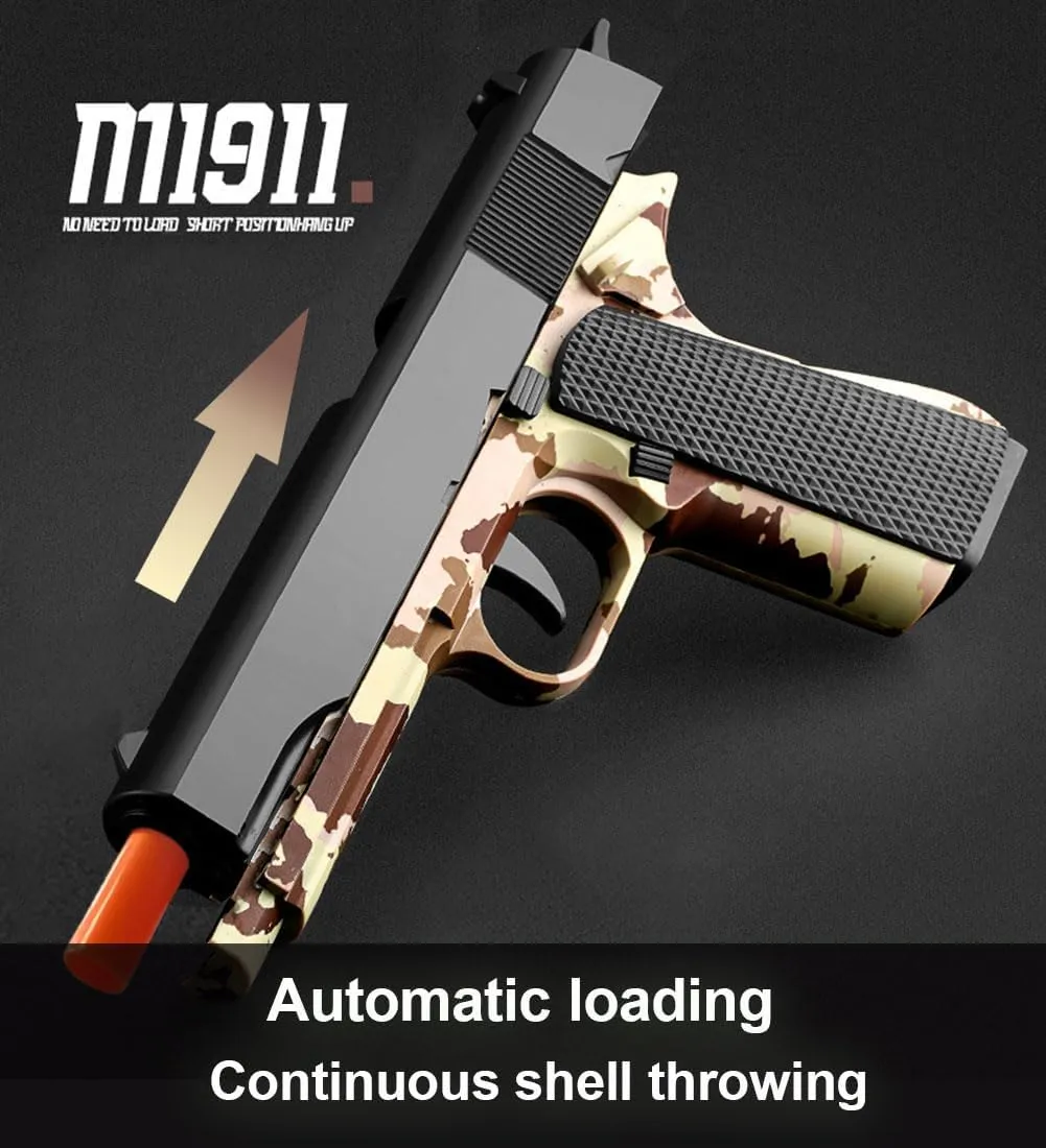 Toy Gun Pistols with Shell Ejection,Boys Girls Kids Blaster Shooting Gaming with Scope,80 PCS EVA Bullets,48 PCS Shells, 2 PCS Magazine, Gun Toy Model for Age 8 , Beige