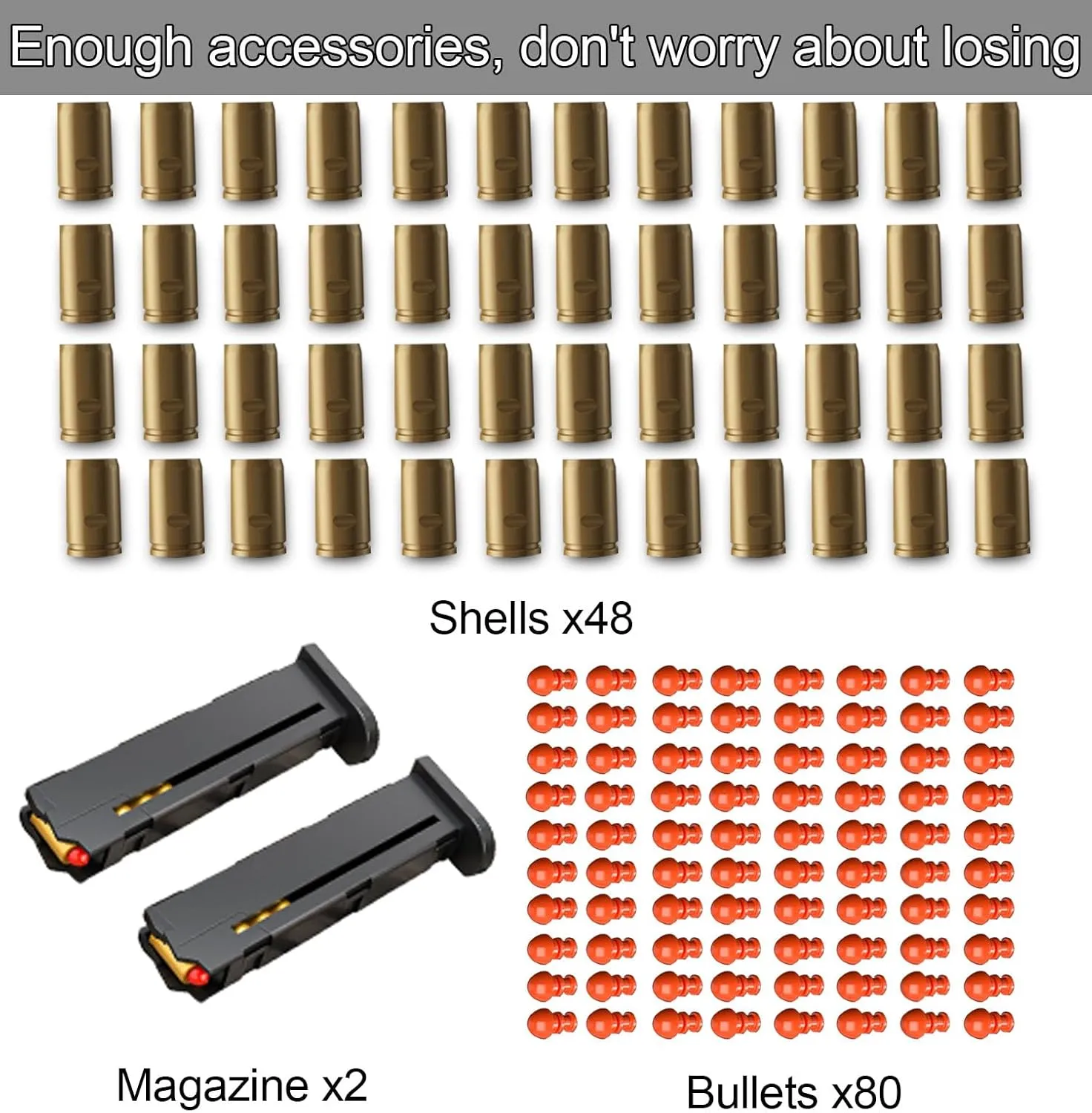 Toy Gun Pistols with Shell Ejection,Boys Girls Kids Blaster Shooting Gaming with Scope,80 PCS EVA Bullets,48 PCS Shells, 2 PCS Magazine, Gun Toy Model for Age 8 , Beige
