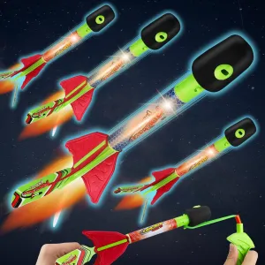 TOY Life Toy LED Light Up Rocket Launcher for Kids Indoor Outdoor Game Toys Foam Rockets Birthday Toys for Kids Toddler Boys Girls Age 3 4 5 6   Years Old