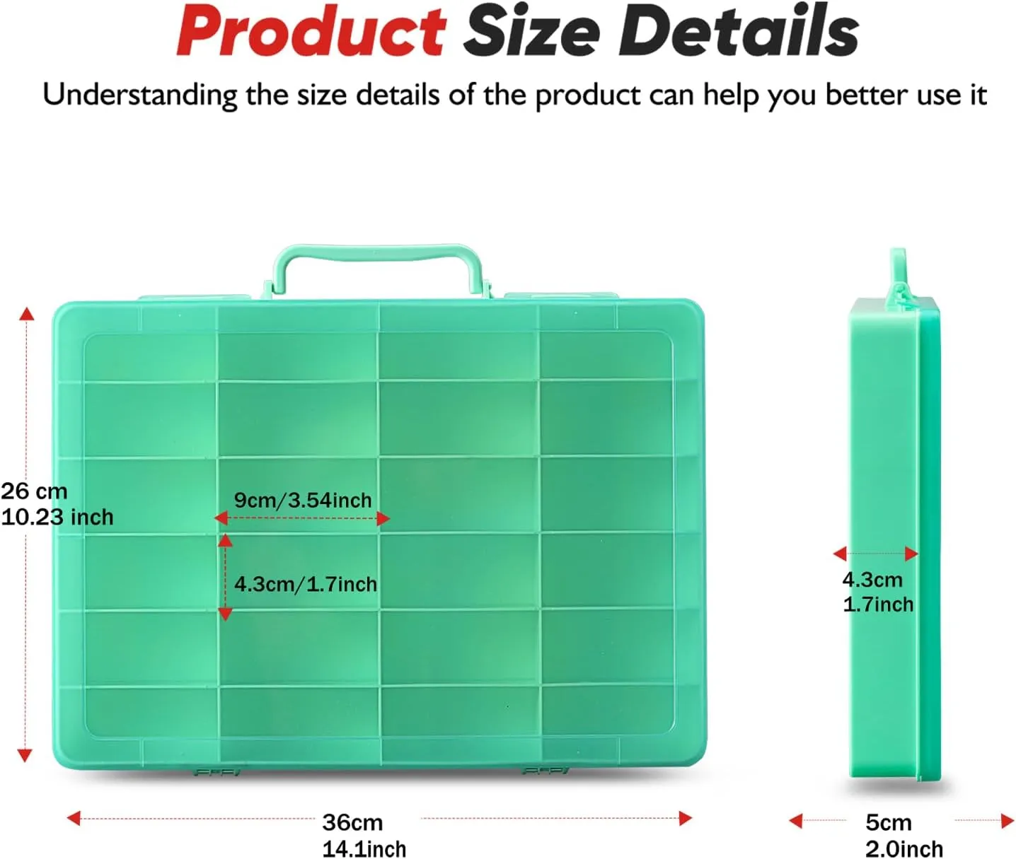 Toy Storage Organizer Case for Hot Wheels Car, for Matchbox Cars, for Mini Toys, for Small Dolls. Carrying Box Container Carrier with 24 Compartments (Box Only) (Green)