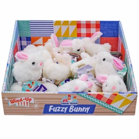 Toysmith - Farm Fresh White Fuzzy Bunny Wind Ups, Spring, Easter