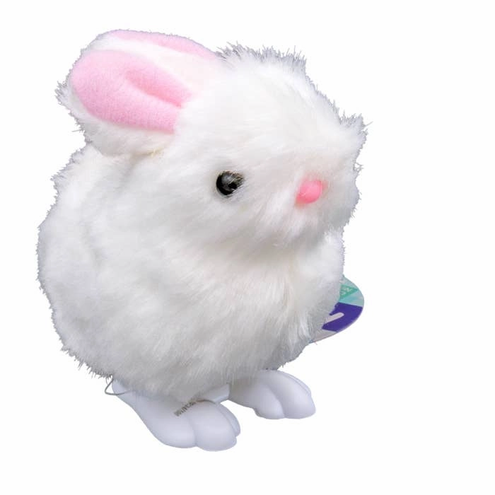 Toysmith - Farm Fresh White Fuzzy Bunny Wind Ups, Spring, Easter
