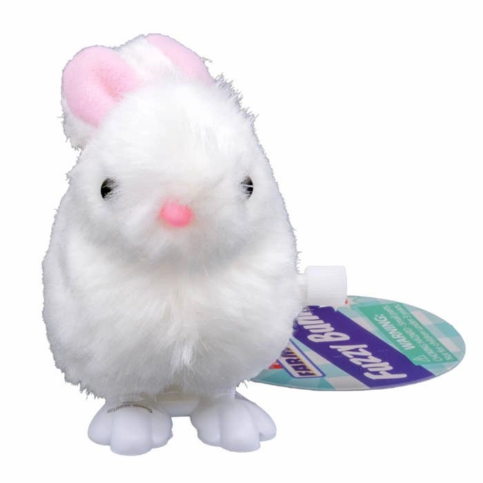 Toysmith - Farm Fresh White Fuzzy Bunny Wind Ups, Spring, Easter
