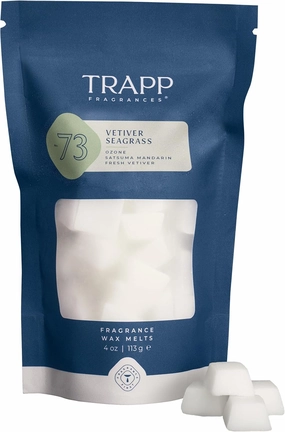 Trapp | No. 73 - Vetiver Seagrass | Scented Wax Home Fragrance Melts | 4 oz. Bag | Scent Notes of Ozone, Satsuma Mandarin, and Fresh Vetiver | Soy Wax Blend | Made in USA