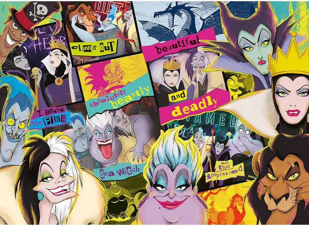 Trefl Disney Wood Craft 1000 Piece Jigsaw Puzzle Villains Reunion 20"x15" Irregular Shapes, 70 Disney Puzzles, Modern Premium Puzzle, for Adults and Children from 12 Years Old