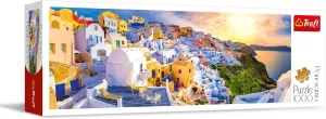 Trefl Panorama Sunset in Santorini, Greece 1000 Piece Jigsaw Puzzle Red 38"x13" Print, DIY Puzzle, Creative Fun, Classic Jigsaw for Adults and Children from 12 Years Old