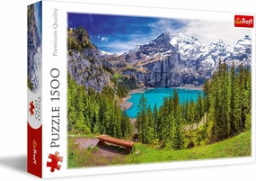 TREFL 1500 Piece Jigsaw Puzzles, Lake Oeschinen, Switzerland Alps Puzzles, Mountain Lake Wilderness Puzzles, Adult Puzzles, Trefl 26166