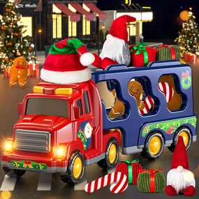 Truck Toys Sets for 3-6 Years Old Boys - Friction Powered Cars for Kids 3-5, Transport Carrier Vehicle Toys, Sound and Light Effect, Birthday Gifts for Toddlers 4-6