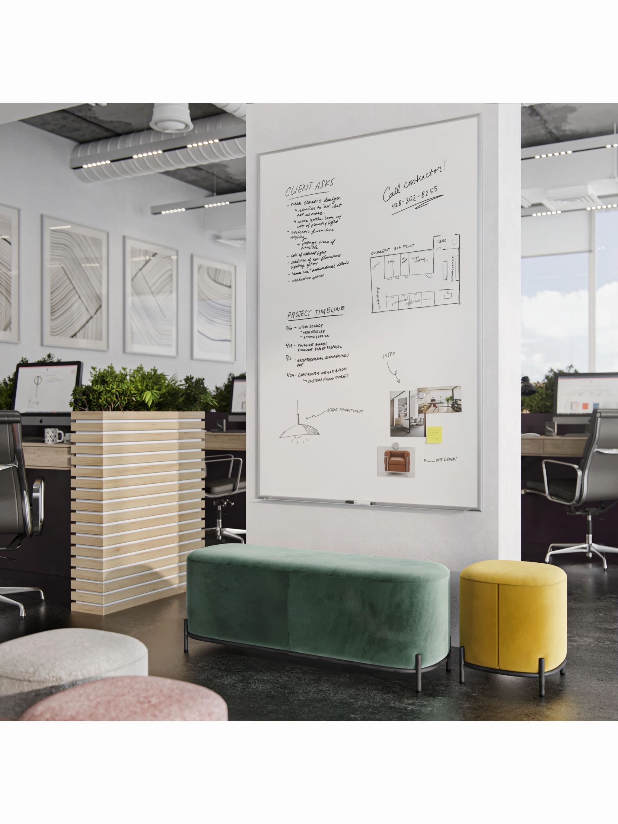 U Brands Silver Aluminum Frame Magnetic Dry Erase Board, 72" x 48" (Actual Size 70" x 47")