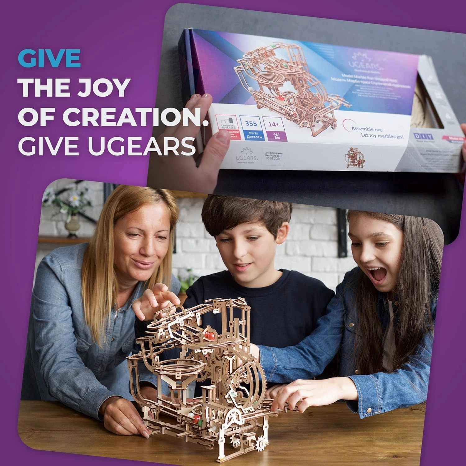 UGEARS Wooden Marble Run Stepped Hoist - Mechanical 3D Wooden Puzzles For Adults Kit, Fun DIY Model Kit Crafts for Adults - Unique Gift 3d Puzzle For Adults Marble Game for Hobby Enthusiasts - 355 Pcs