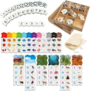 Ulanik Horizon ABC Puzzle Matching Game Toddler Montessori Toys for 3 Year Old   Preschool Wooden Board Games for Kids 4-8 Learning & Education Toys — 223 pcs