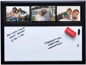 Ultimate Office Magnetic Whiteboard 24 x 18 Memo Board Plus, 3 Photo Frames, Marker & Magnetic Eraser. Organize and Display Photos, Notes and Reminders. Ideal for Home, Office, Cubicles or Classrooms