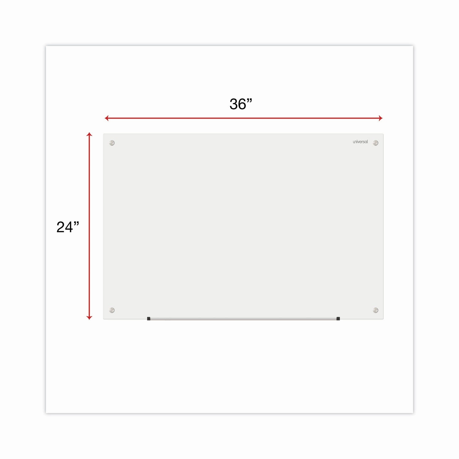 Universal® Frameless Glass Marker Board, 36" x 24", White Surface