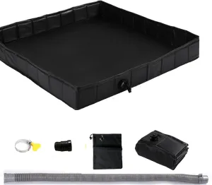 Upgraded Portable Shower Pan, 41" x 41" x 5" Foldable RV Shower Pan with Drain & Pouch, Outdoor Shower Floor Camping Shower Base to Keep Feet Clean for Outdoor, Indoor, Camping, Beach, Garden