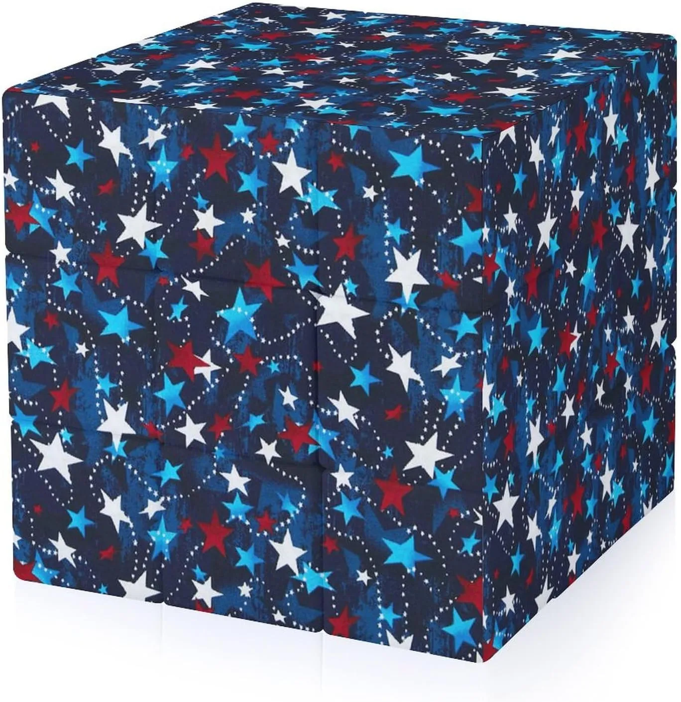 U.S. Red White Blue Stars Funny 3x3x3 Cube Smooth Lightweight Puzzle for Adult Graphic Printing Travel