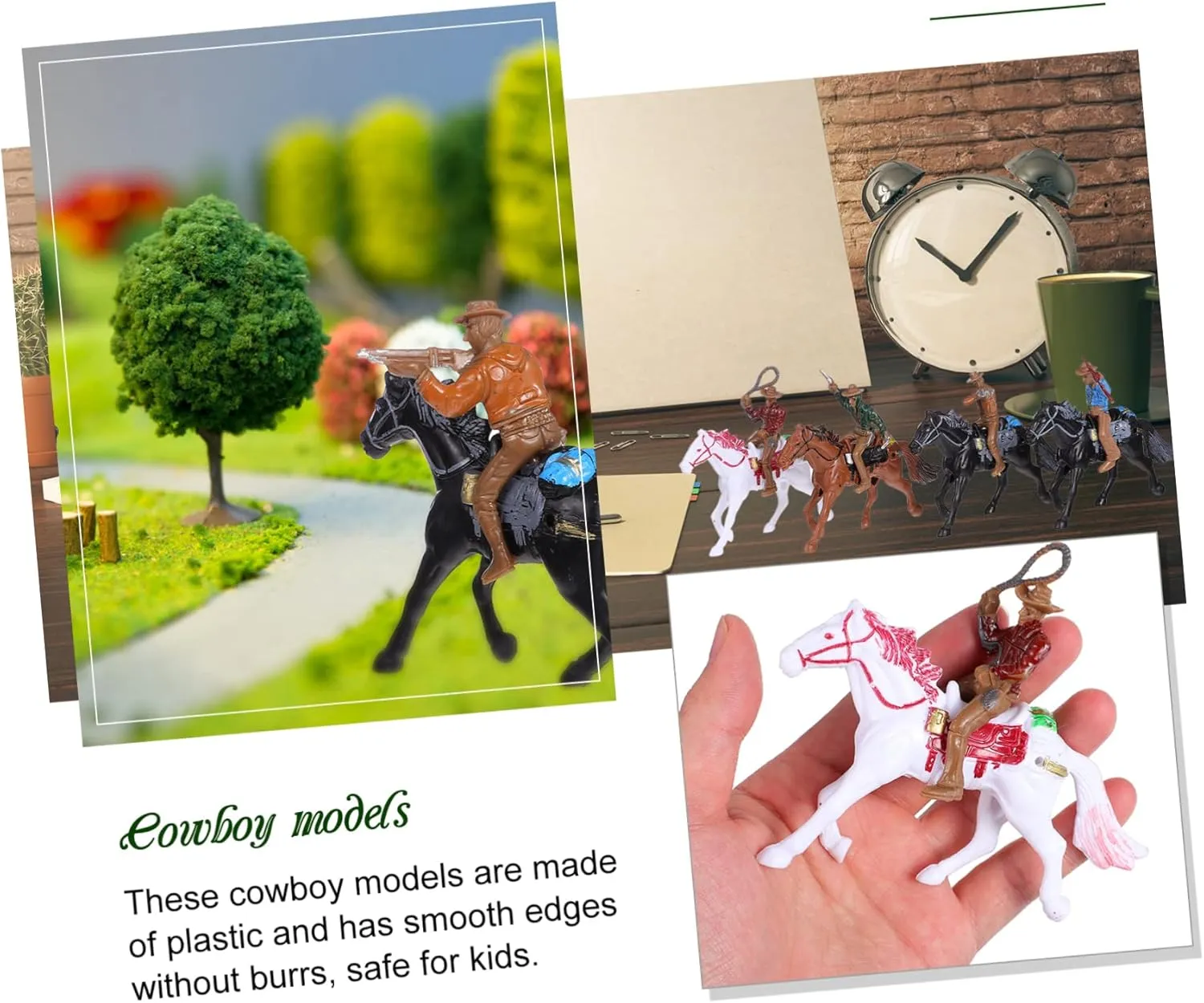 Vaguelly Cowboy Toy Action Figures 8 Pcs Cowboy Riding Model Figures Horse Toys Models Mini Figurines Cake Decorations Figurines Toys Soldier Miniature Kit Child Accessories Plastic to Ride