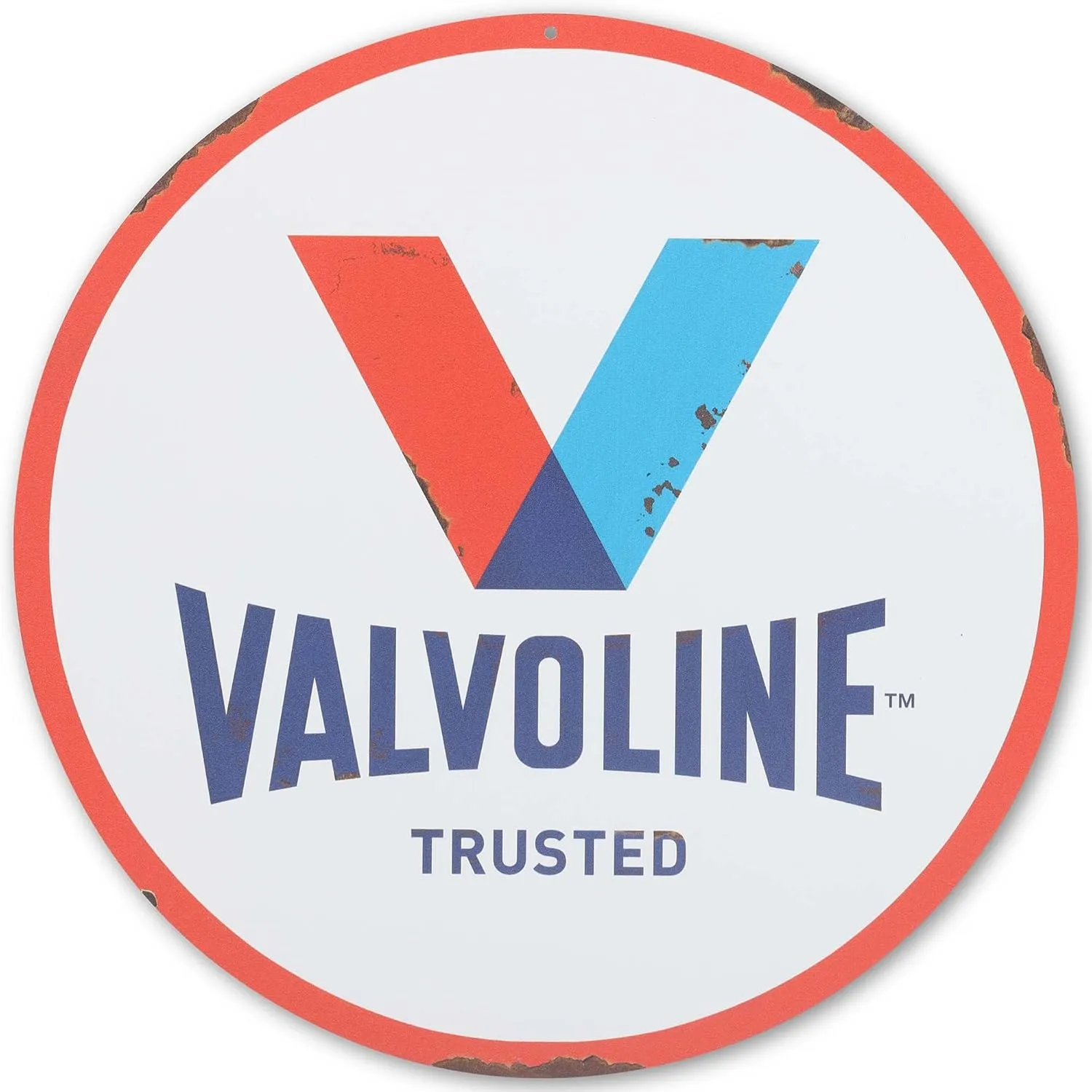 Valvoline Logo Round Metal Sign - Classic Valvoline Wall Decor for Man Cave, Garage or Shop