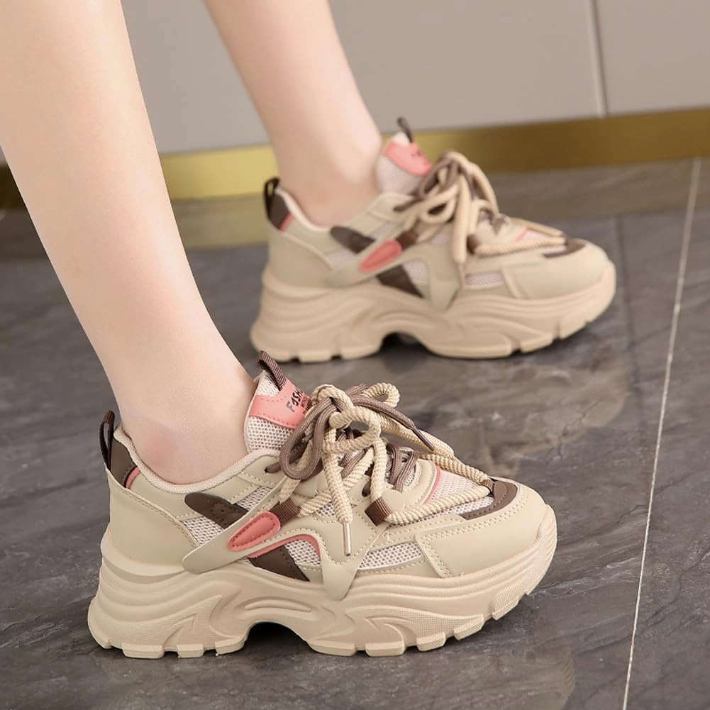 VAXAV Women's Fashion Breathable Mesh Platform Sneakers Casual Jogging Walking Shoes 5.5-8.5