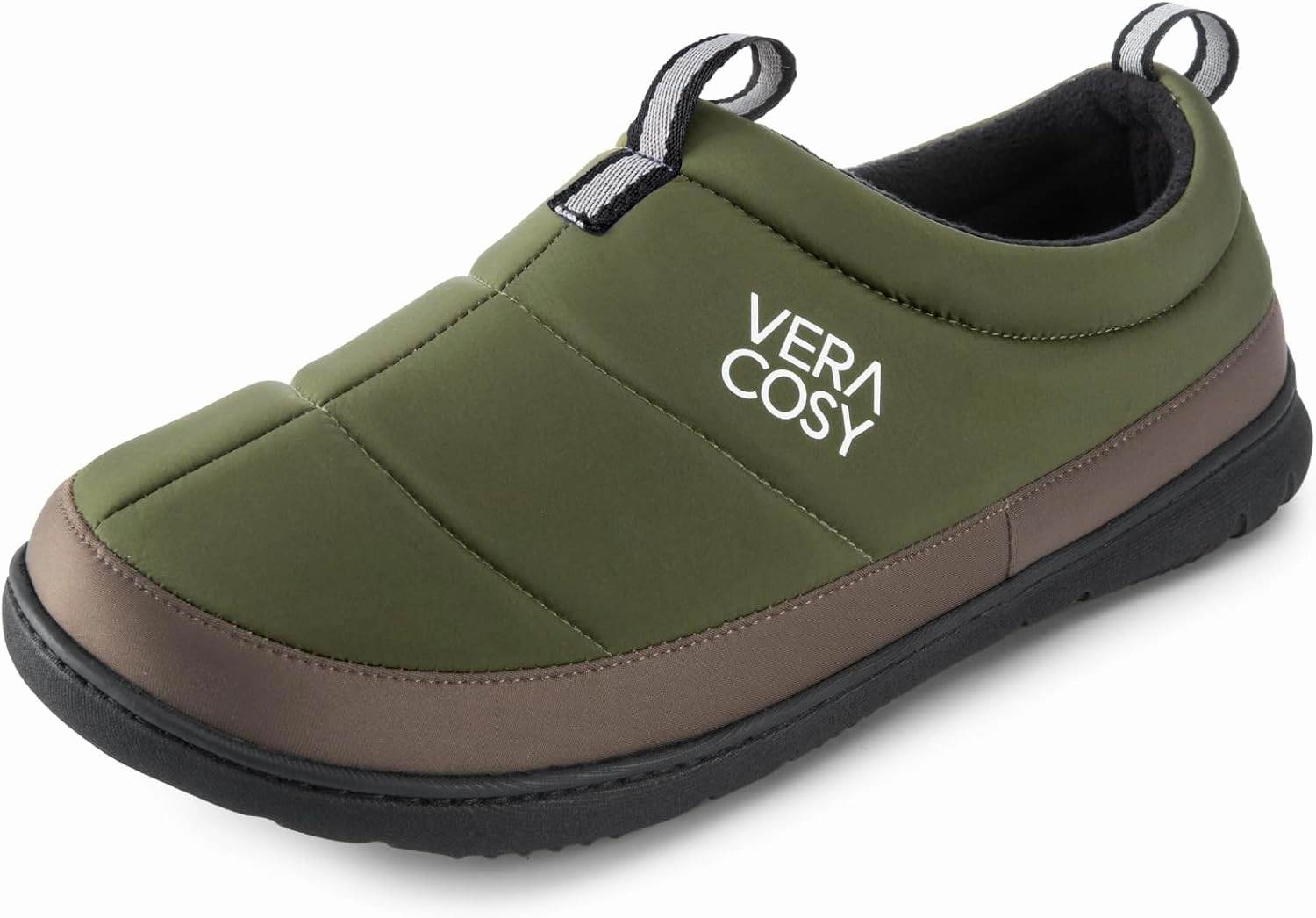 VeraCosy Men's Quilted Closed-back Slippers Comfy Lightweight Memory Foam Camping Style Indoor House Shoes