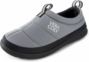 VeraCosy Men's Quilted Closed-back Slippers Comfy Lightweight Memory Foam Camping Style Indoor House Shoes