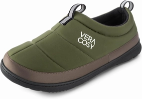 VeraCosy Men's Quilted Closed-back Slippers Comfy Lightweight Memory Foam Camping Style Indoor House Shoes