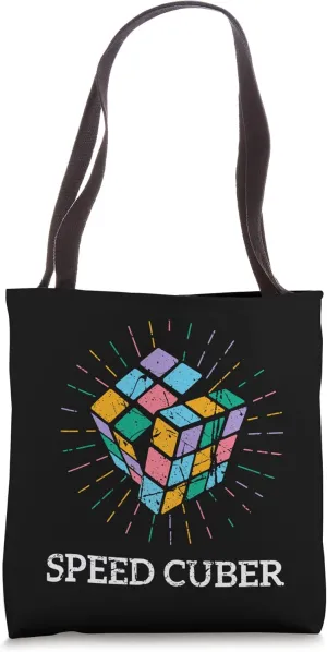 Vintage 80s Speed Cuber Puzzle Cube Fan Master Cube Tote Bag