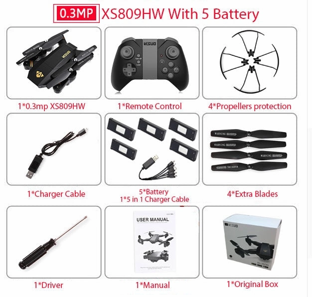 Visuo XS809W Mini Foldable Selfie Drone with Wifi