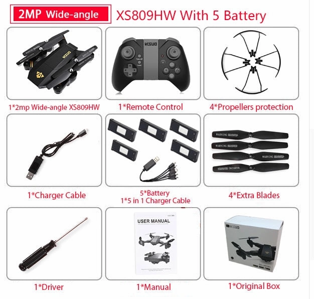 Visuo XS809W Mini Foldable Selfie Drone with Wifi