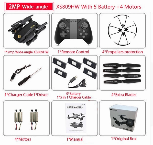 Visuo XS809W Mini Foldable Selfie Drone with Wifi
