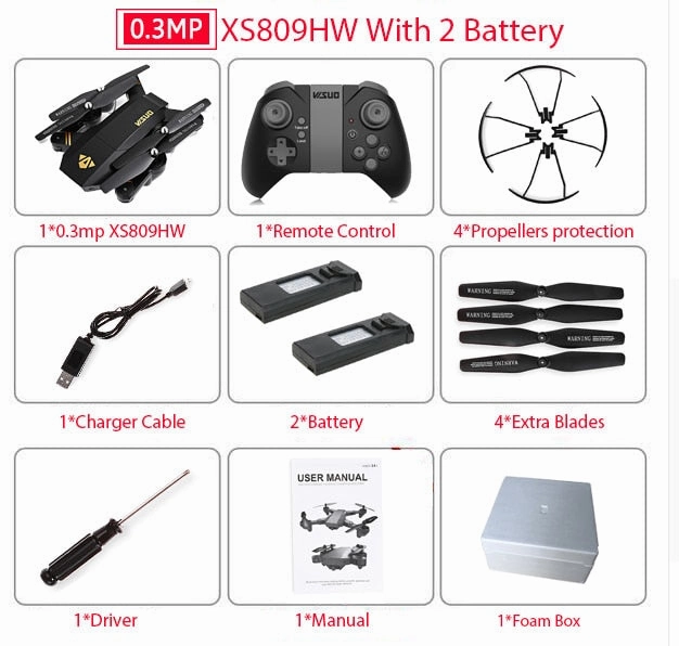 Visuo XS809W Mini Foldable Selfie Drone with Wifi