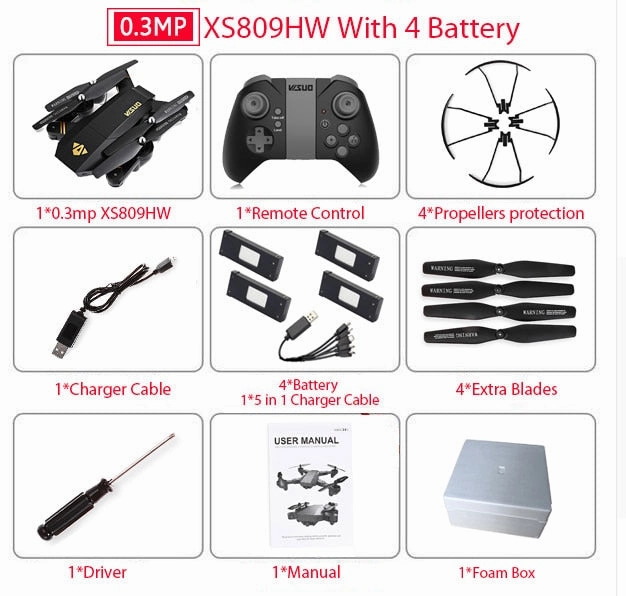 Visuo XS809W Mini Foldable Selfie Drone with Wifi