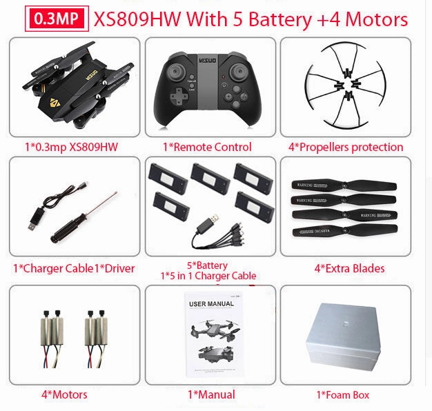 Visuo XS809W Mini Foldable Selfie Drone with Wifi