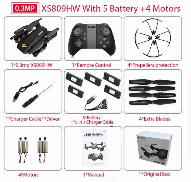 Visuo XS809W Mini Foldable Selfie Drone with Wifi