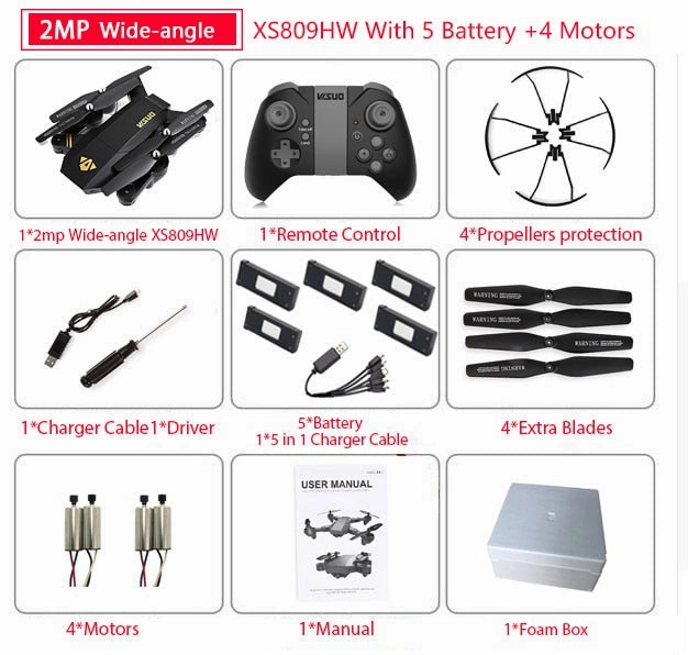 Visuo XS809W Mini Foldable Selfie Drone with Wifi