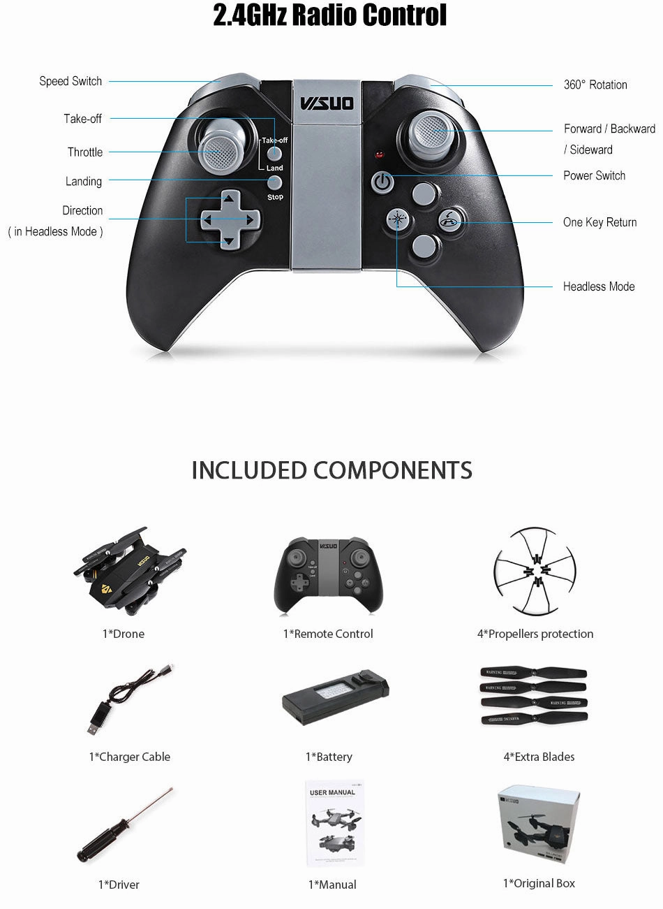 Visuo XS809W Mini Foldable Selfie Drone with Wifi