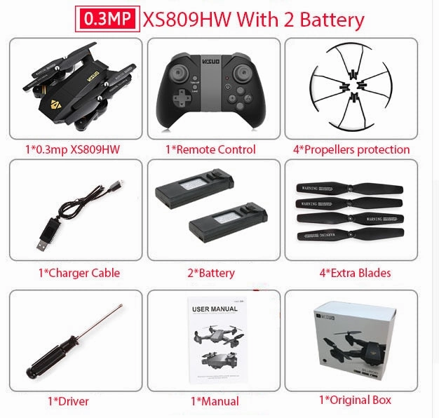 Visuo XS809W Mini Foldable Selfie Drone with Wifi