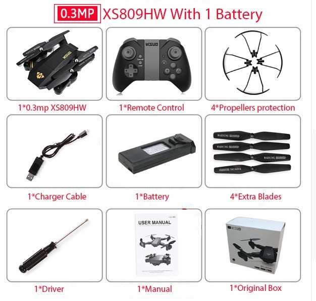 Visuo XS809W Mini Foldable Selfie Drone with Wifi
