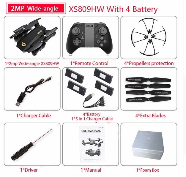Visuo XS809W Mini Foldable Selfie Drone with Wifi