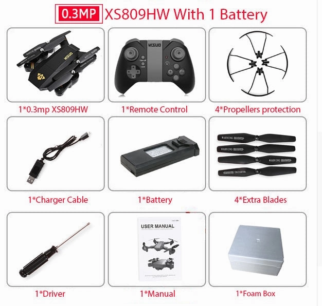 Visuo XS809W Mini Foldable Selfie Drone with Wifi