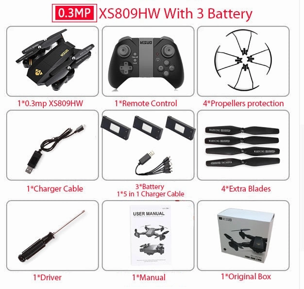 Visuo XS809W Mini Foldable Selfie Drone with Wifi